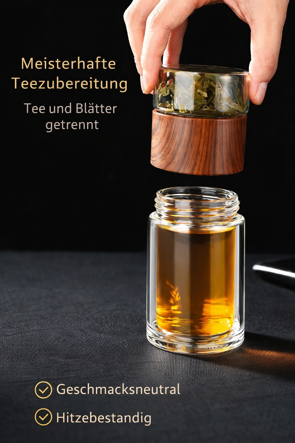 LUXEA™  Teeflasche – Doppelwand-Glas mit Infuser
