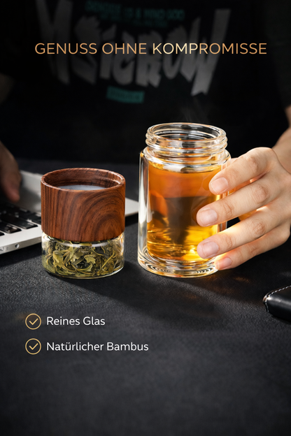 LUXEA™  Teeflasche – Doppelwand-Glas mit Infuser
