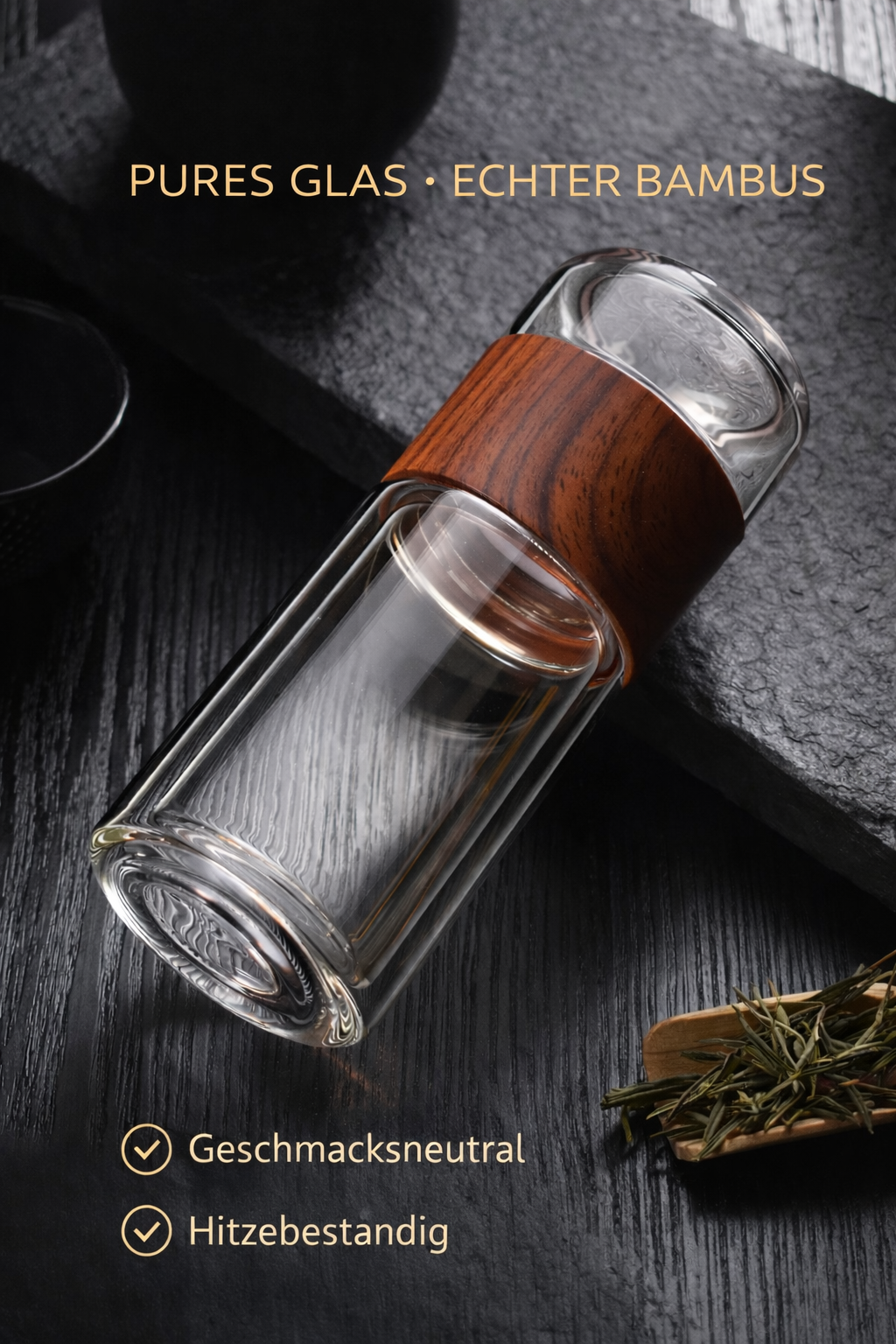 LUXEA™  Teeflasche – Doppelwand-Glas mit Infuser